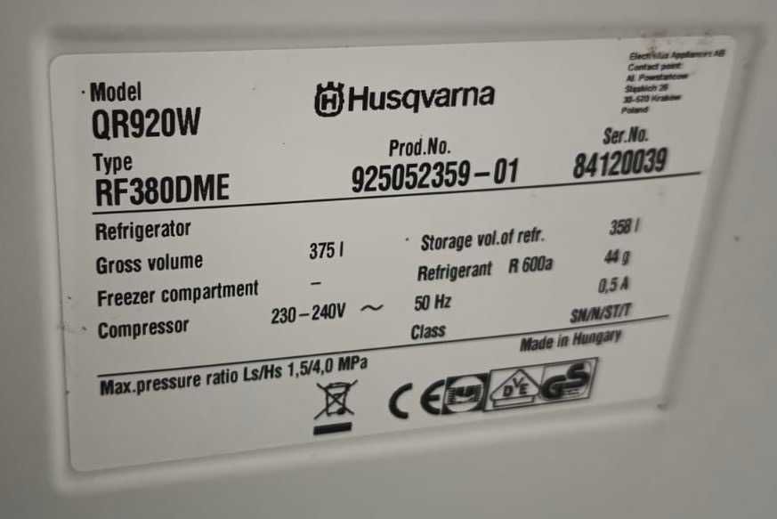 Lodówka Husqvarna-Electrolux wolnostojąca szer./gł./wys. 60x62x184cm stan super