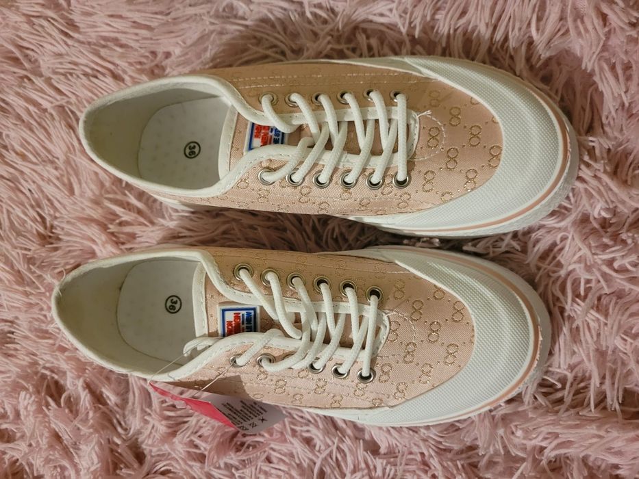 Buty trampki biało-różowe 36