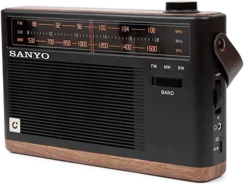 Rádio Portátil Sanyo KS138 (FM/MW/SW) com Bateria Recarregável por USB-C – Novo na Caixa