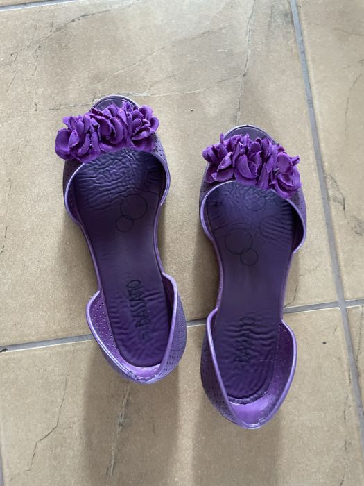Gumowe sandałki fioletowe balerinki Bassino 37
