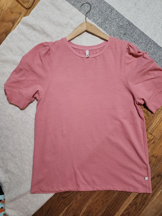 Bawełniana różowa bluzka z krótkim rękawem  Plus Size