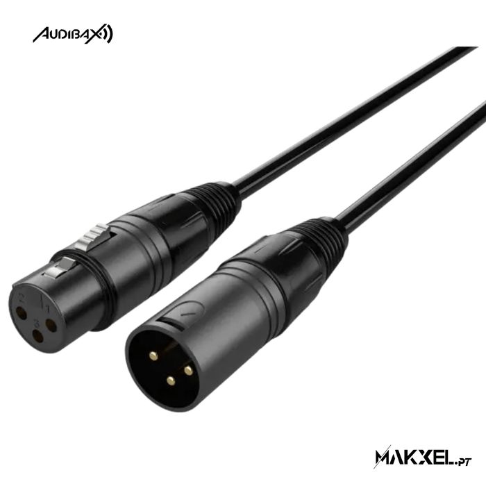 Audibax Silver Black XLR Cabo Macho - XLR Fêmea 20 M Preto
