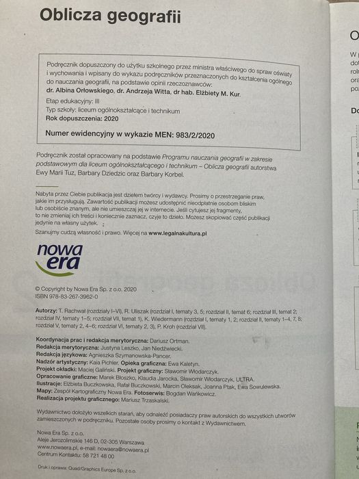 Oblicza Geografii 2 zakres podstawowy podręcznik dla liceum i techniku
