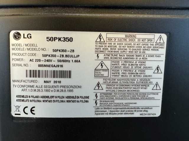 TV LG 50’ z akcesoriami - 50PK350