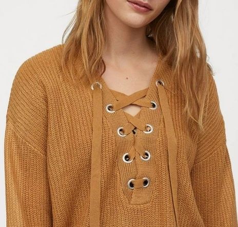 Sweter z wiązaniem na dekolcie H&M 38 M