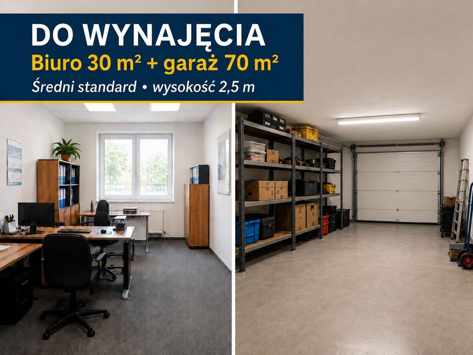 Biuro 42 m² + magazyn 42 m² – do wynajęcia