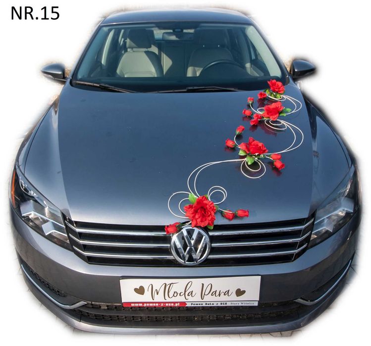 NOWA Piękna czerwona ozdoba dekoracja na auto ślub/wesele 015