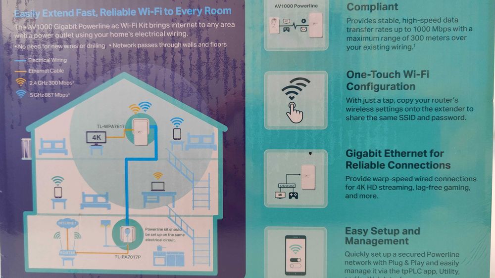 Powerline Wi-Fi Extender AV1000/AC1200 TL-WPA7617 KIT
