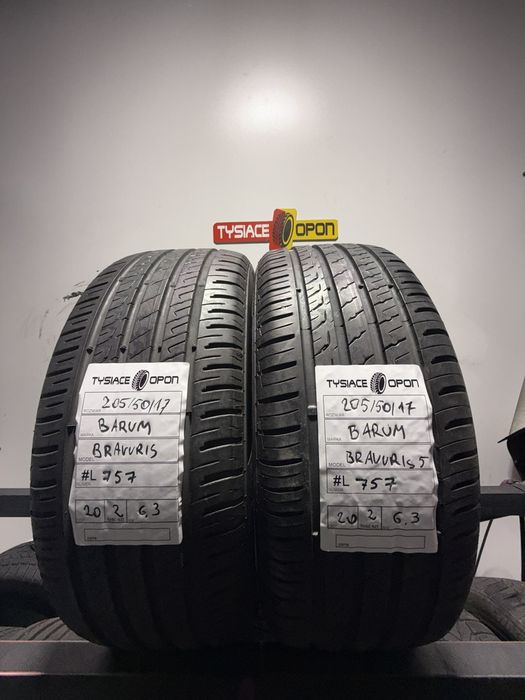 Opony letnie Barum 205/50 R17 komplet Bravuris #L757 używane bieżnik