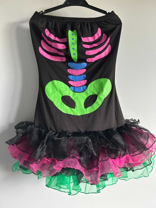 Strój przebranie  sukienka czarownica kościotrup Halloween S/M