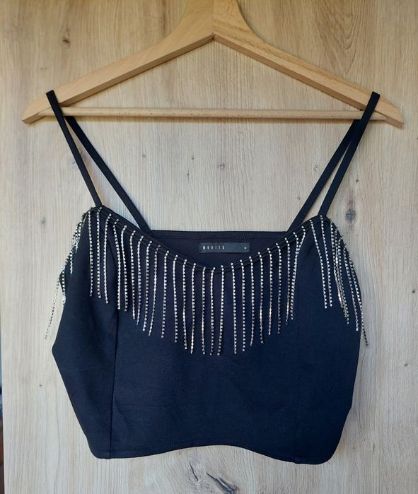 Crop top imprezowy Mohito 38 czarny