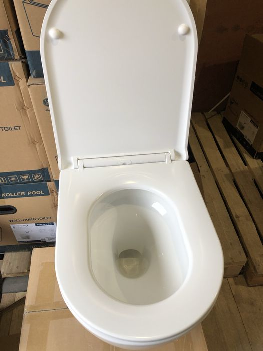 Інствляція Geberit з білою кнопкою з унітазом KollerPool Round Tornado