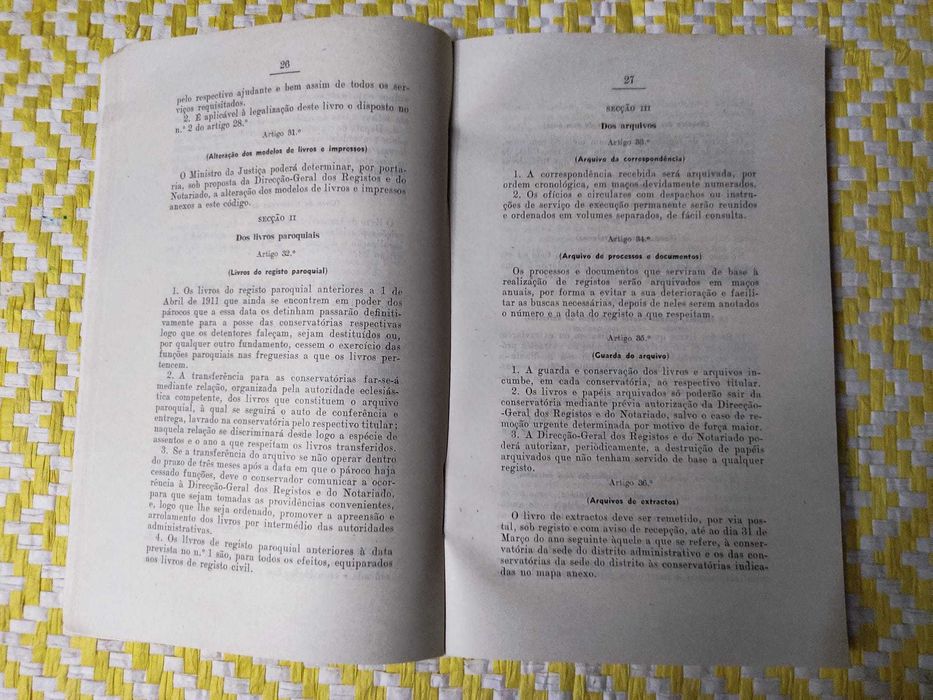 Código do Registo Civil 1958 - República Portuguesa