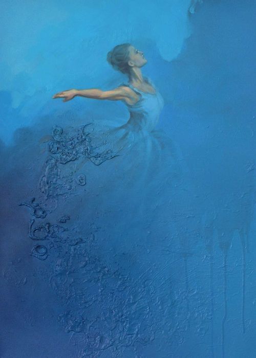 Obraz 50x70cm - "Majestic" - obraz akrylowy, płótno, kobieta w chmurze