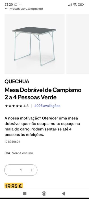 Mesa de campismo Decathlon