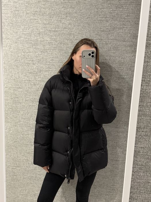 Пуховик натуральний zara xs овер,після хімчистки
