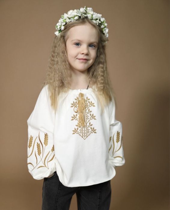 Фемілі лук, вишиванки для родини, біла вишиванка чоловіча з колосками