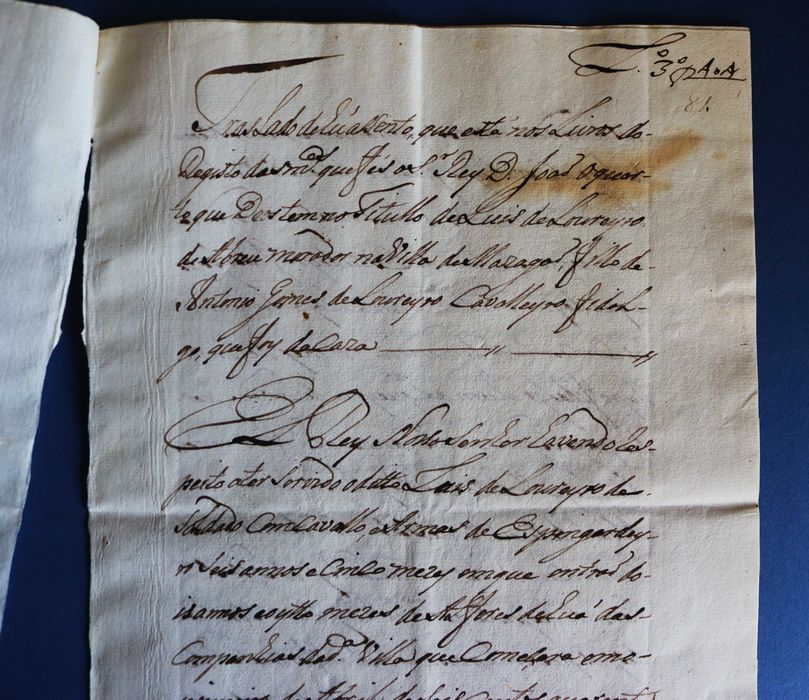 Rei D João IV traslado Foro Cavaleiro Fidalgo Luís Loureiro Abreu 1650 (1774)