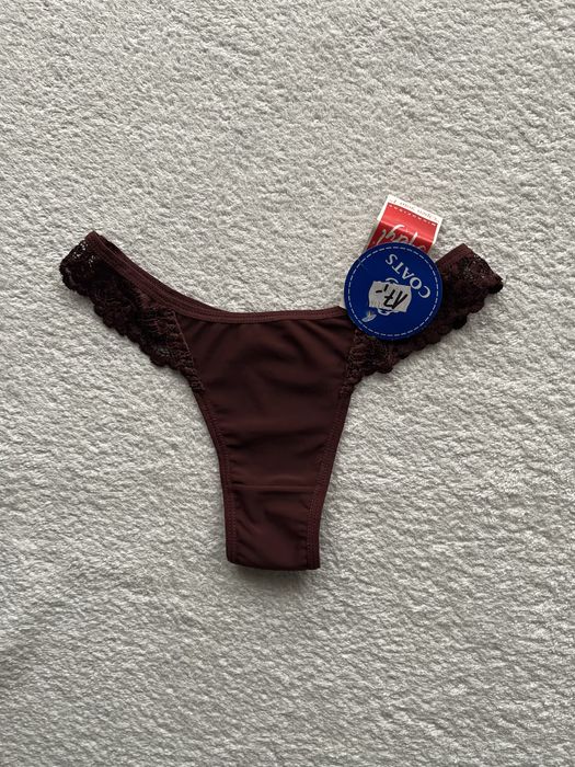 NOWE majtki stringi S brązowe