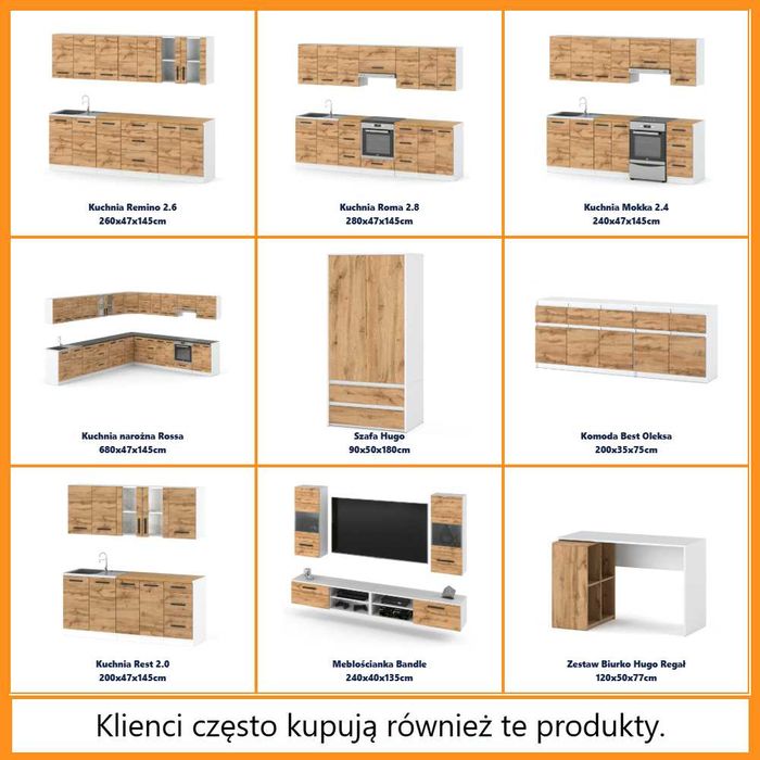 Meble Kuchenne Jowita 2.6m Zestaw Kuchenny Nowoczesny Modułowy Wotan