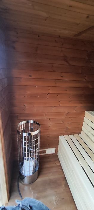 Sauna ogrodowa 215x215 cm | Modrzew | Termososna | Piec 6,8 kW BleBox
