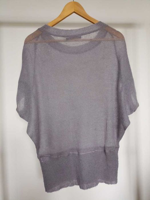 Cienki sweterek z moherem AGGI szary gołębi