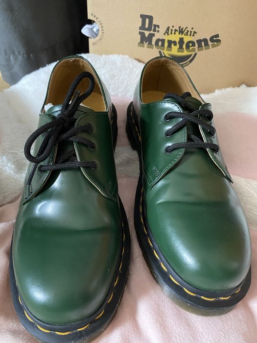 Zielone skórzane Dr Martens