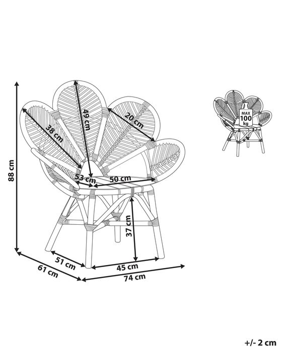 Fotel rattanowy naturalny ozdobny ogród salon Beliani - dostępne 4 szt