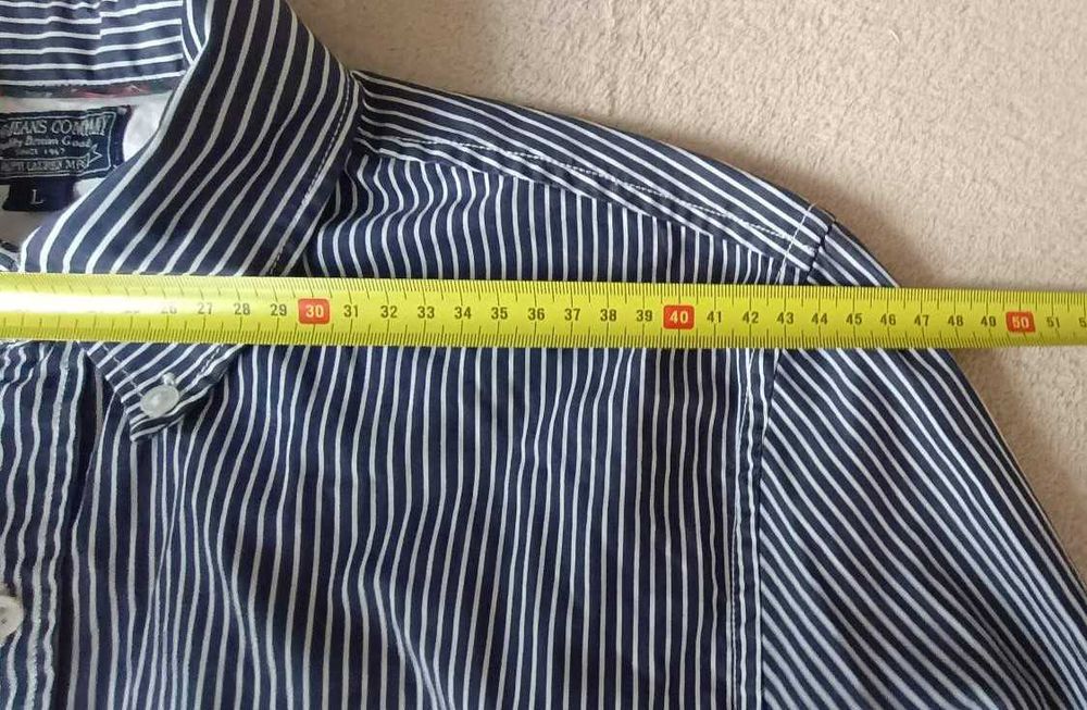 Мужская рубашка с длинным рукавом Ralph Lauren синего цвета ,размер L