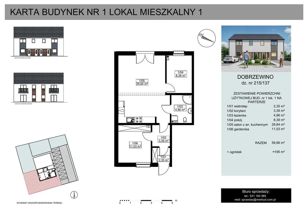 Deweloperskie mieszkanie 60 m2 Dobrzewino