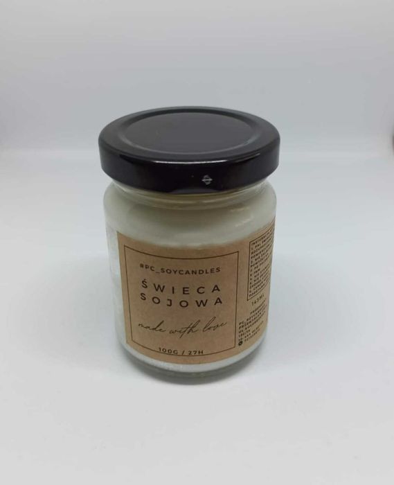 Świeczka sojowa bezzapachowa 143mll 27h Świeca w Słoiku Naturalna