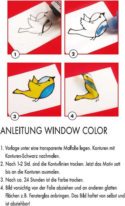 10 SZTUK Farby do szkła Marabu  dla dzieci od 3 lat