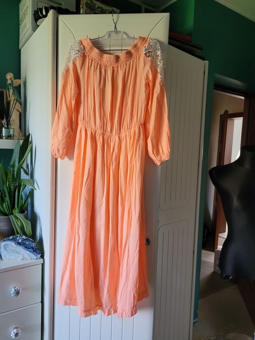 Sukienka M długa vintage z koronką