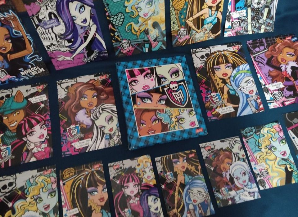 NOWE karteczki kolekcjonerskie z Monster High i segregator UNIKAT.