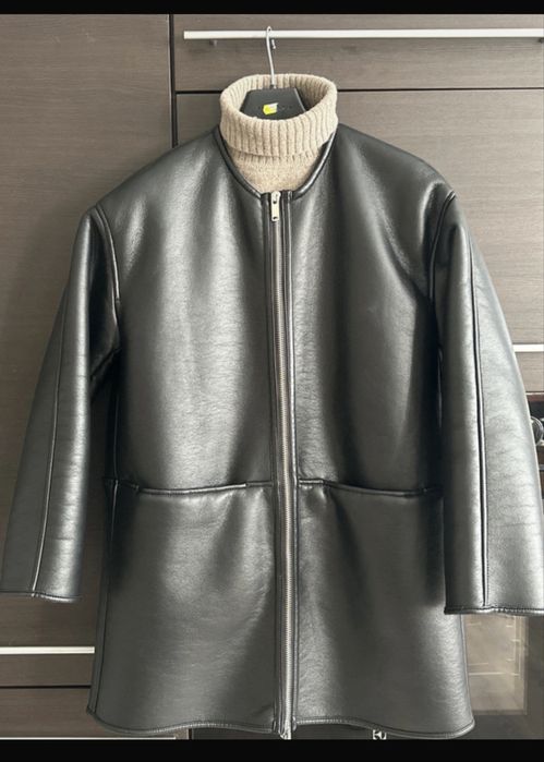 Zara czarny beżowy kożuch futro oversize S M viral