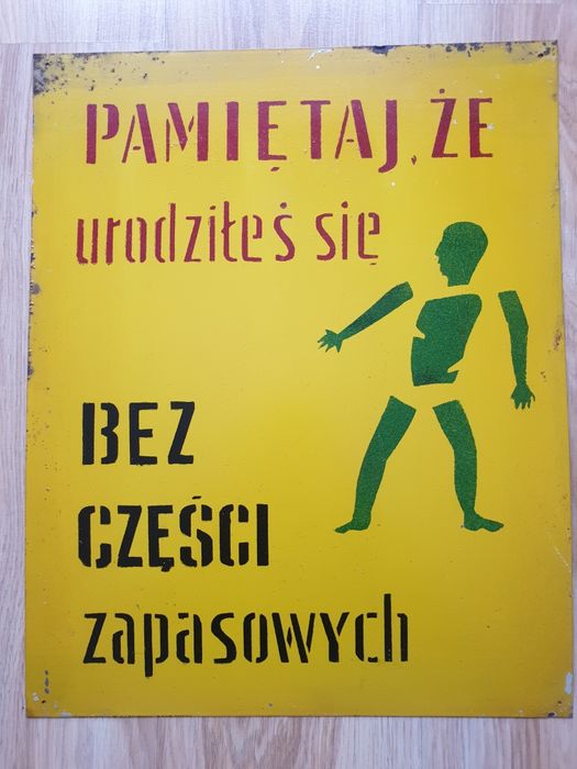 Stara tablica informacyjna PRL, metalowa tablica loft