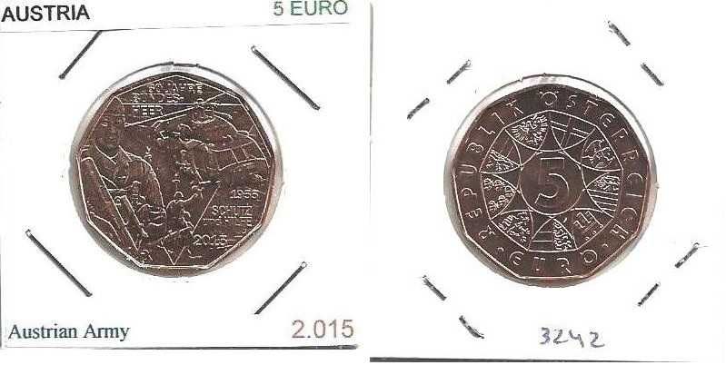 Áustria - -- 5 Euros - 2015 - -  Exército Federal Austríaco -  - Moeda