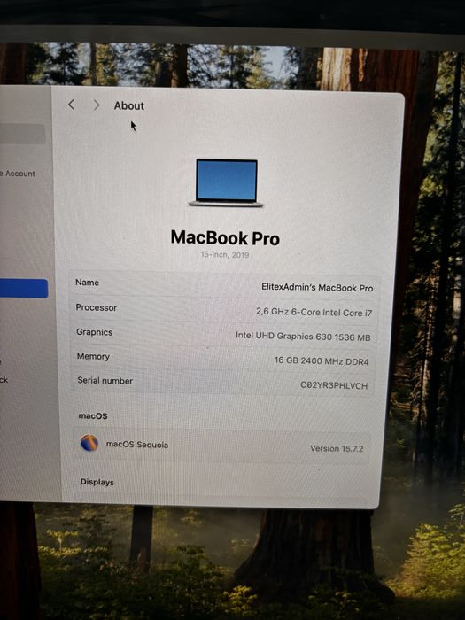MacBook Pro 15 2019 i7 16GB / 256GB / Silver