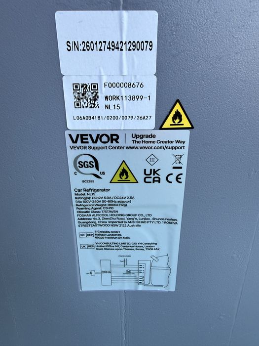 Arca vevor portatil 15 litros