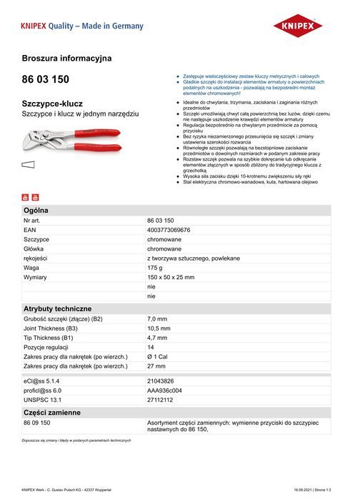 Szczypce-Klucz Mini 150Mm - Knipex