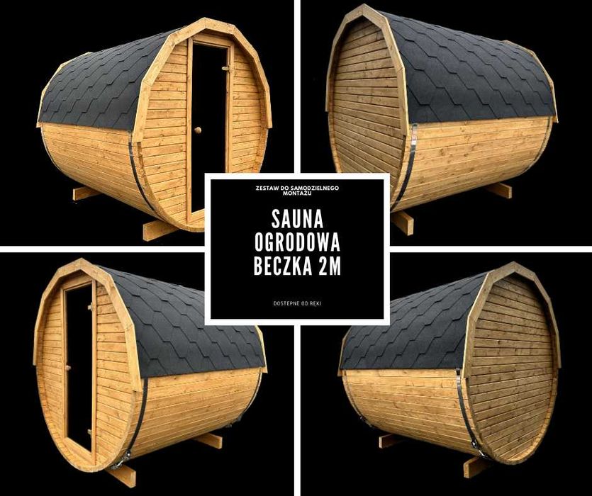 Sauna beczka ogrodowa do złożenia samodzielnego montażu drewno