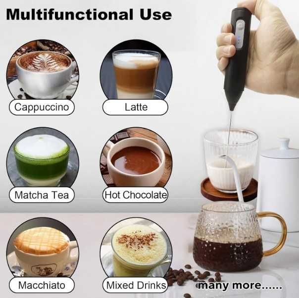 Mini Batedor 3 Velocidades Recarregavel USB - C