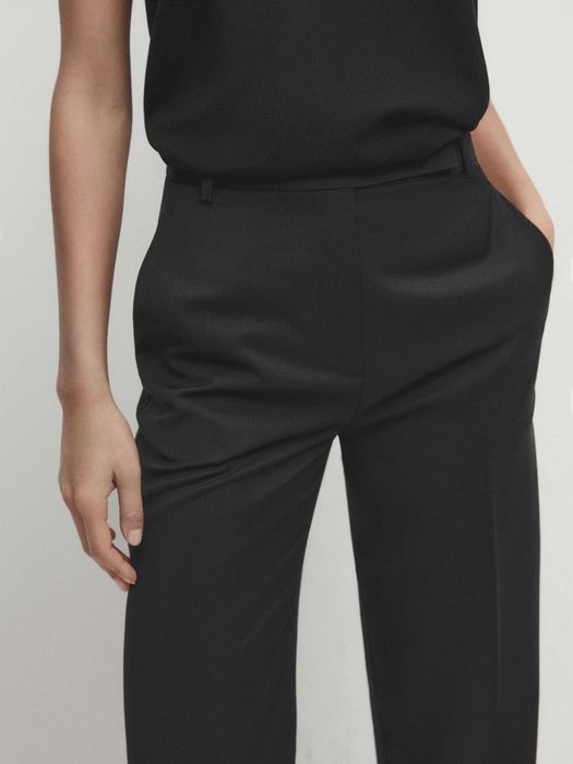 Calças pretas 100% lã fria Massimo Dutti