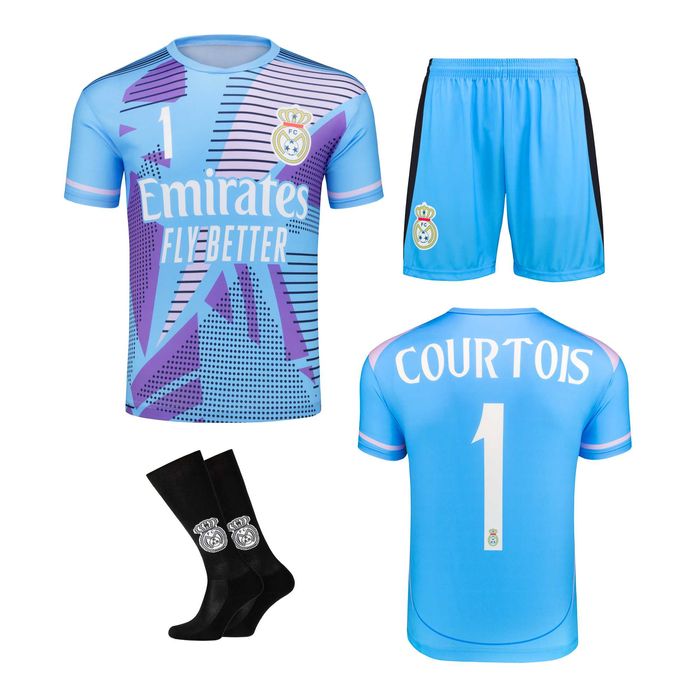 Strój / komplet piłkarski COURTOIS REAL MADRYT + getry rozm. 164