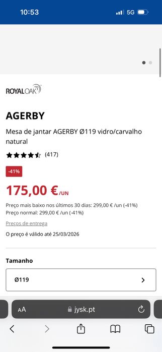 Mesa jysk tampo vidro