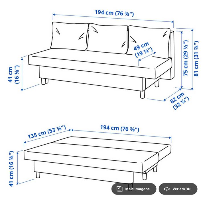 Sofá cama IKEA bege - ÄLVDALEN 3 lugares