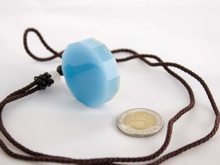 Piękny Błękitny Naszyjnik Amulet Amazonit Topaz Oko Horusa Prezent