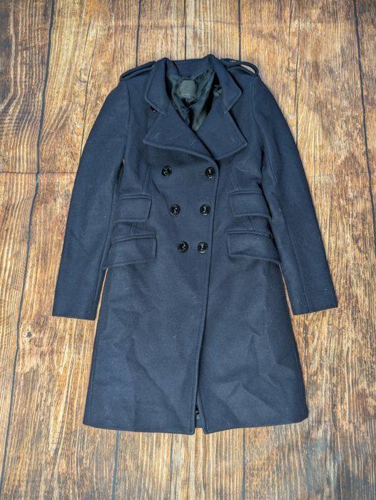 Granatowy płaszcz rzędowy wełniany Pinko wool coat