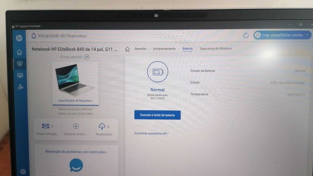 Portátil HP 840 G7 i7-10510u W11 16GB e 256GB