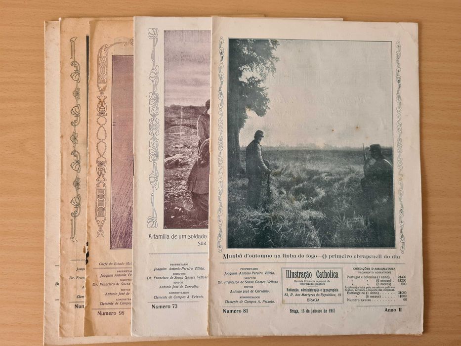 5 números da antiga revista "Ilustração Católica" de 1914 a 1918